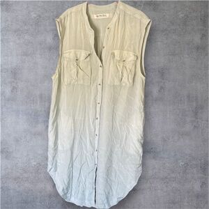 We The Free Green Button Down Dress with Mandarin Collar